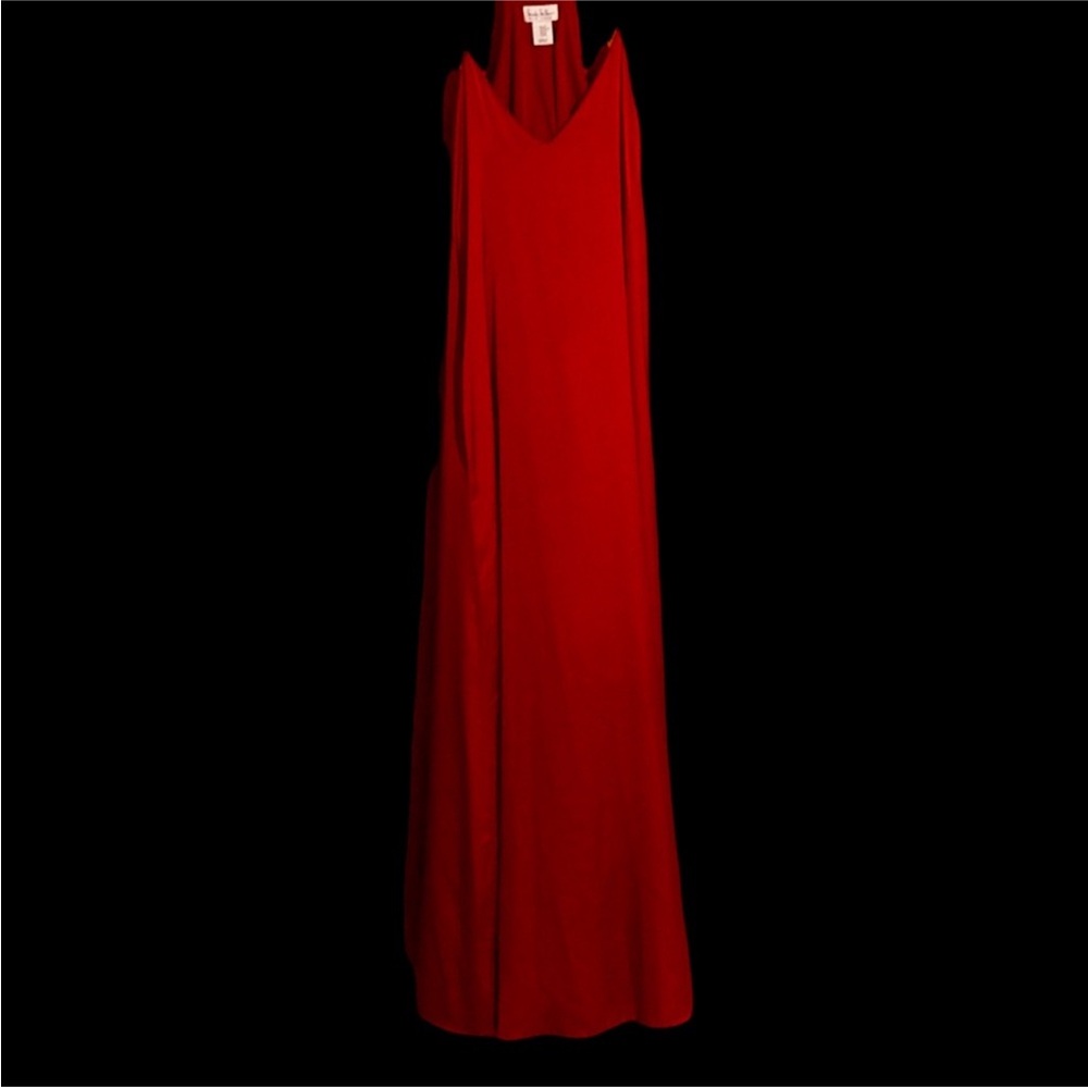 Nicole Miller burnt orange silky maxi slip dress